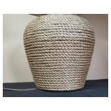 Rope Table Lamp and Framed Cross-Stitch Artwork Set