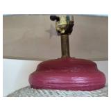 Rope Table Lamp and Framed Cross-Stitch Artwork Set