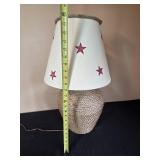 Rope Table Lamp and Framed Cross-Stitch Artwork Set