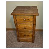 Antique Wooden 3-Drawer Side Table with Distressed Finish