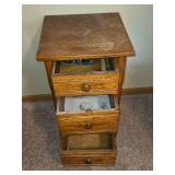 Antique Wooden 3-Drawer Side Table with Distressed Finish