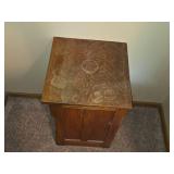 Antique Wooden 3-Drawer Side Table with Distressed Finish