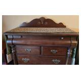 Antique Wooden Dresser with Brass Tone Hardware