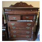 Antique Wooden Dresser with Brass Tone Hardware
