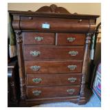 Antique Wooden Dresser with Brass Tone Hardware