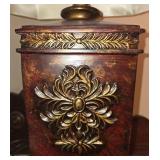 Pair of Ornate Table Lamps with Beige Shades