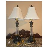 Pair of Elegant Table Lamps with White Fabric Shades