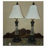 Pair of Elegant Table Lamps with White Fabric Shades