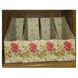 Set of Floral Magazine/Document Holders and 2 Decorative Tissue Box Covers