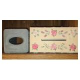 Set of Floral Magazine/Document Holders and 2 Decorative Tissue Box Covers