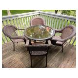 Wicker Patio Furniture Set with Glass Tabletop