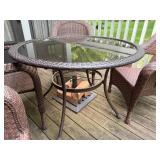 Wicker Patio Furniture Set with Glass Tabletop