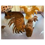 Collection of Decorative Rooster Figurines in Mixed Materials
