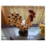 Collection of Decorative Rooster Figurines in Mixed Materials