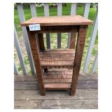 Rustic Wood Side Table with Shelves