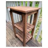 Rustic Wood Side Table with Shelves