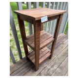 Rustic Wood Side Table with Shelves