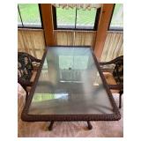 Glass Top Outdoor Dining Set with Wicker Chairs - 3 Pieces
