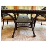 Glass Top Outdoor Dining Set with Wicker Chairs - 3 Pieces