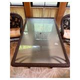 Glass Top Outdoor Dining Set with Wicker Chairs - 3 Pieces