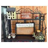 Decorative Wrought Iron Shelf with Country Decor Items