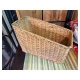 Home Decor Set with Wicker Basket, Quilted Throw, Decorative Suitcase, and Wooden Step Stool