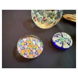 Collection of Glass Art Paperweights and Decorative Heart Figurine