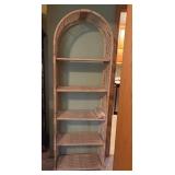 Tall Rattan Wicker Shelf Unit with Arched Top