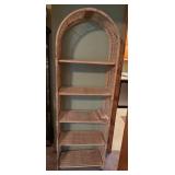 Tall Rattan Wicker Shelf Unit with Arched Top