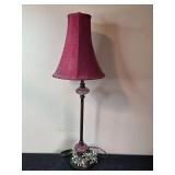 Decorative Set with Floral Design Lamp, Wall Art, and Clock