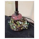 Decorative Set with Floral Design Lamp, Wall Art, and Clock