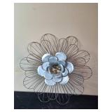 Decorative Set with Floral Design Lamp, Wall Art, and Clock