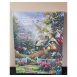 Decorative Set with Floral Design Lamp, Wall Art, and Clock