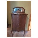 Antique Wooden Sheet Music Cabinet with Mirror