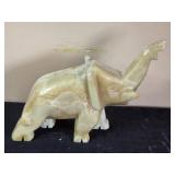 Vintage Mexican Painted Plate Set & Carved Elephant Sculpture