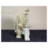 Vintage Mexican Painted Plate Set & Carved Elephant Sculpture