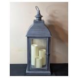 Decorative Grey Lantern with LED Candles