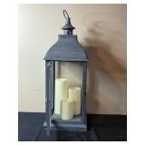 Decorative Grey Lantern with LED Candles