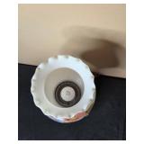 Vintage Floral Glass Lamp with Ornate Metal Base