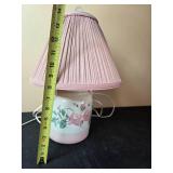Floral Table Lamp with Pink Pleated Shade