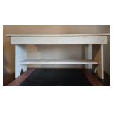 Wooden Bench with Floral Design