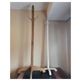Set of Wooden Coat Racks - Oak and White Finish