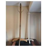Set of Wooden Coat Racks - Oak and White Finish