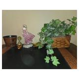 Set of Vintage Decor with Focke & Meltzer Figurine and Gold Dish