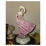 Set of Vintage Decor with Focke & Meltzer Figurine and Gold Dish