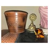 Set of Vintage Decor with Focke & Meltzer Figurine and Gold Dish