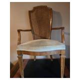 Vintage Wooden Armchair with Caned Backrest