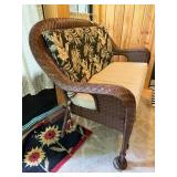 Wicker Loveseat with Floral Cushions