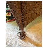 Wicker Loveseat with Floral Cushions