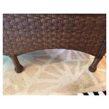 Wicker Loveseat with Floral Cushions